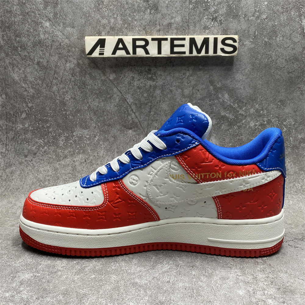 LV x Nike Air Force 1 red blue
