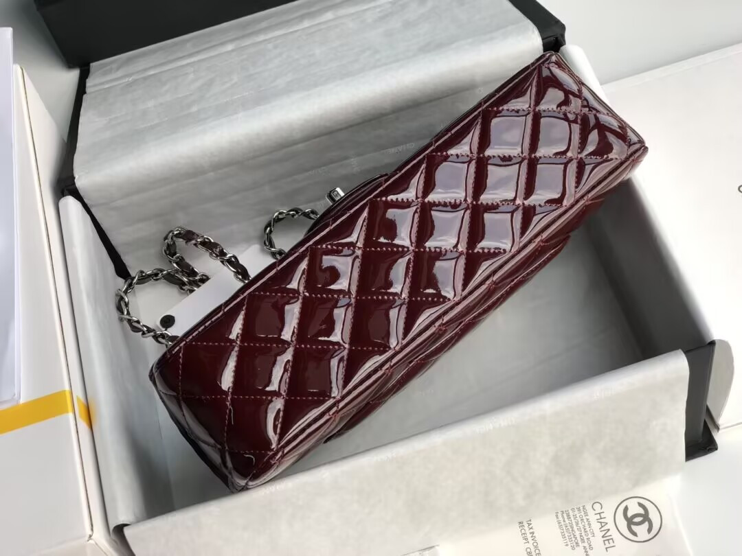 Ch*el classic flap bag burgundy 25cm
