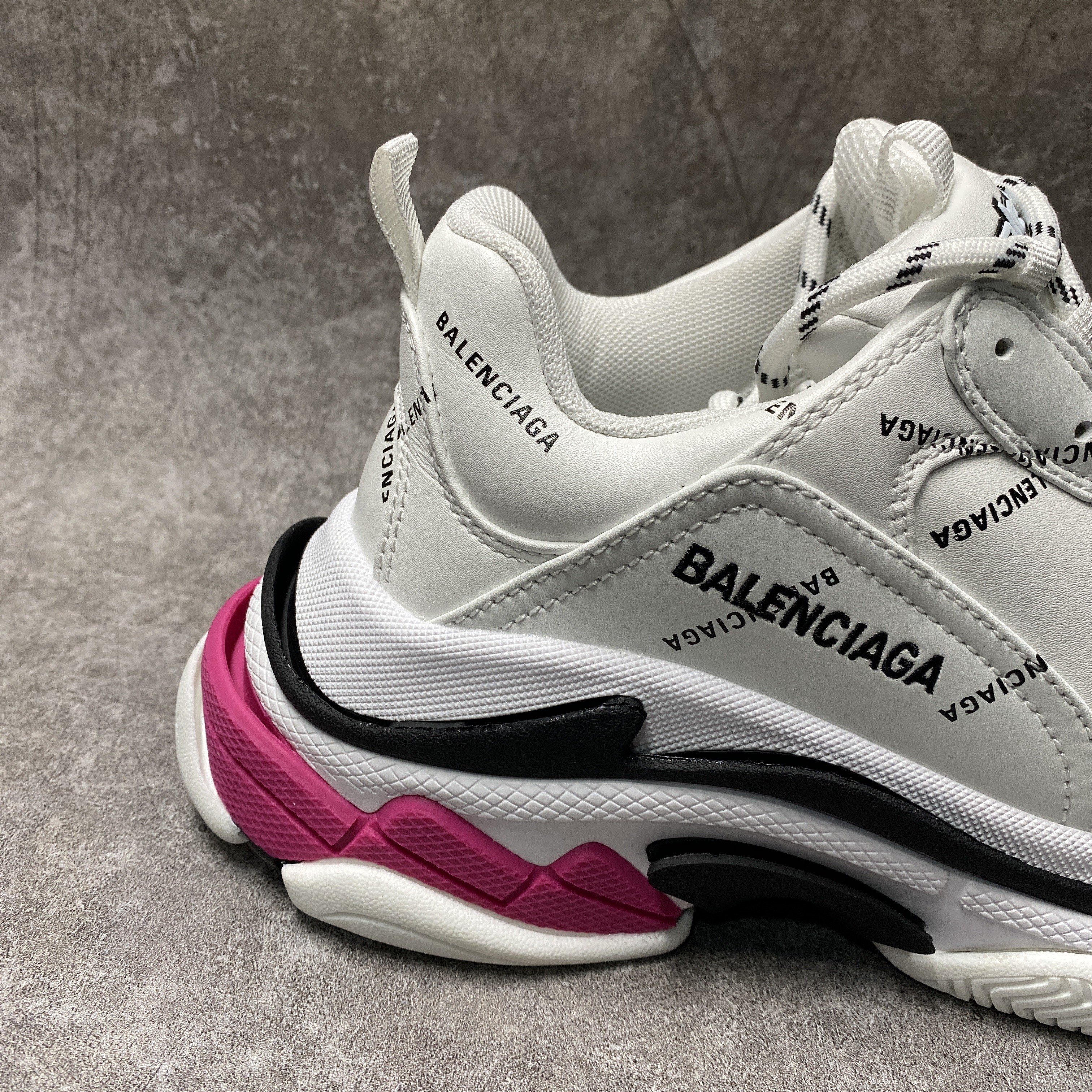 Balenciga All Over Logo Triple S Pink Black