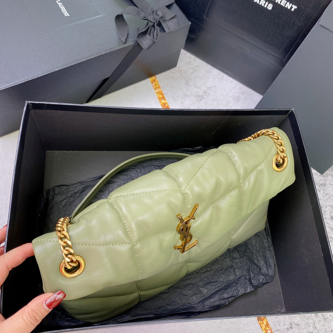 Y*L puffer small in nappa leather green 11.4 x 6.6 x 4.3 inches