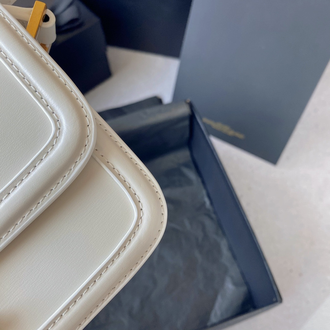 y*l solferino small satchel in box Sa**t Lau*nt blanc vintage 7.4 x 5.1 x 1.9 inches