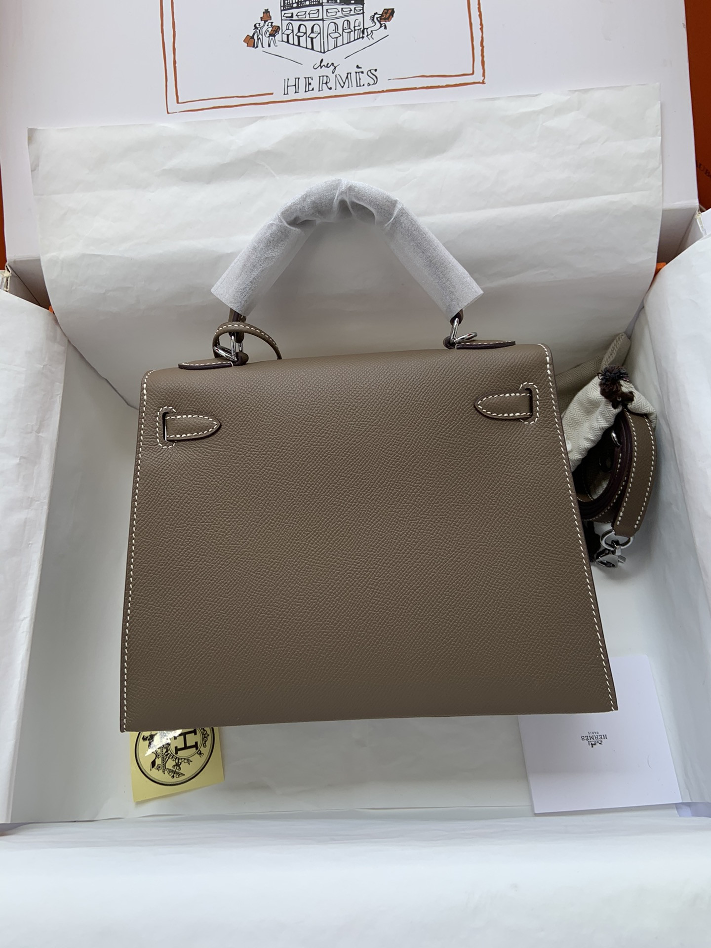 HERMÈS Kelly Silver-tone Hardware 25 28