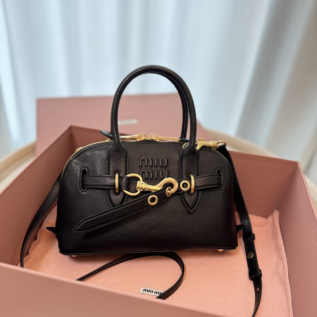 Miu Miu Aventure nappa leather top-handle bag 16.5x28x10cm